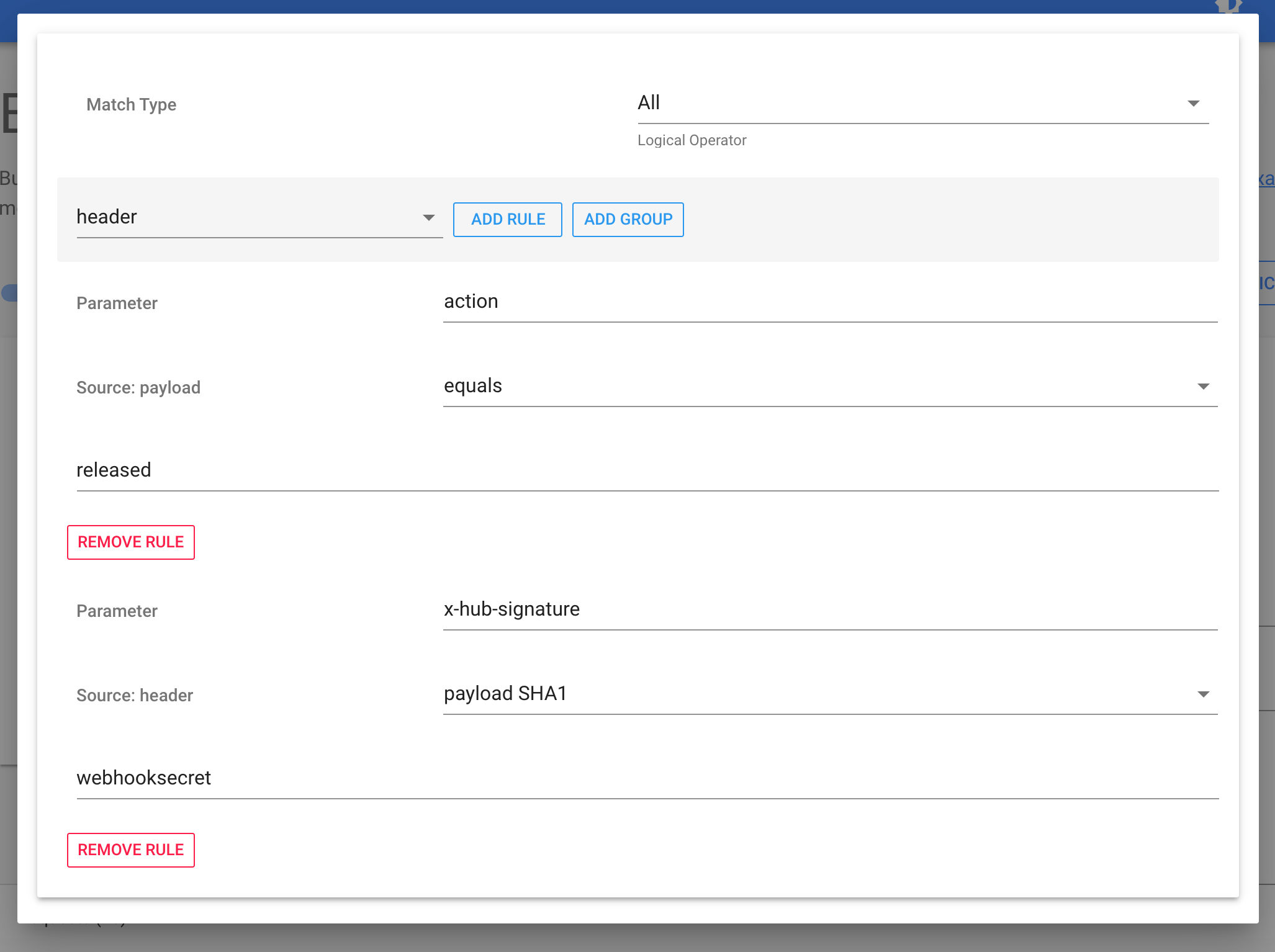 webhook filter signature