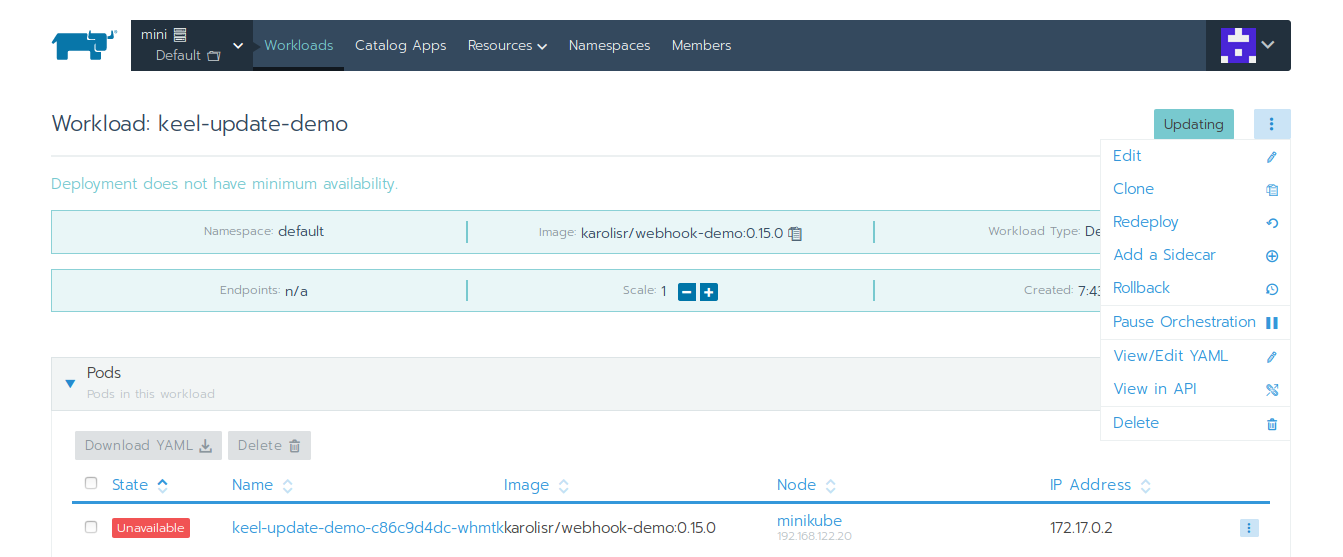 Rancher edit app yaml
