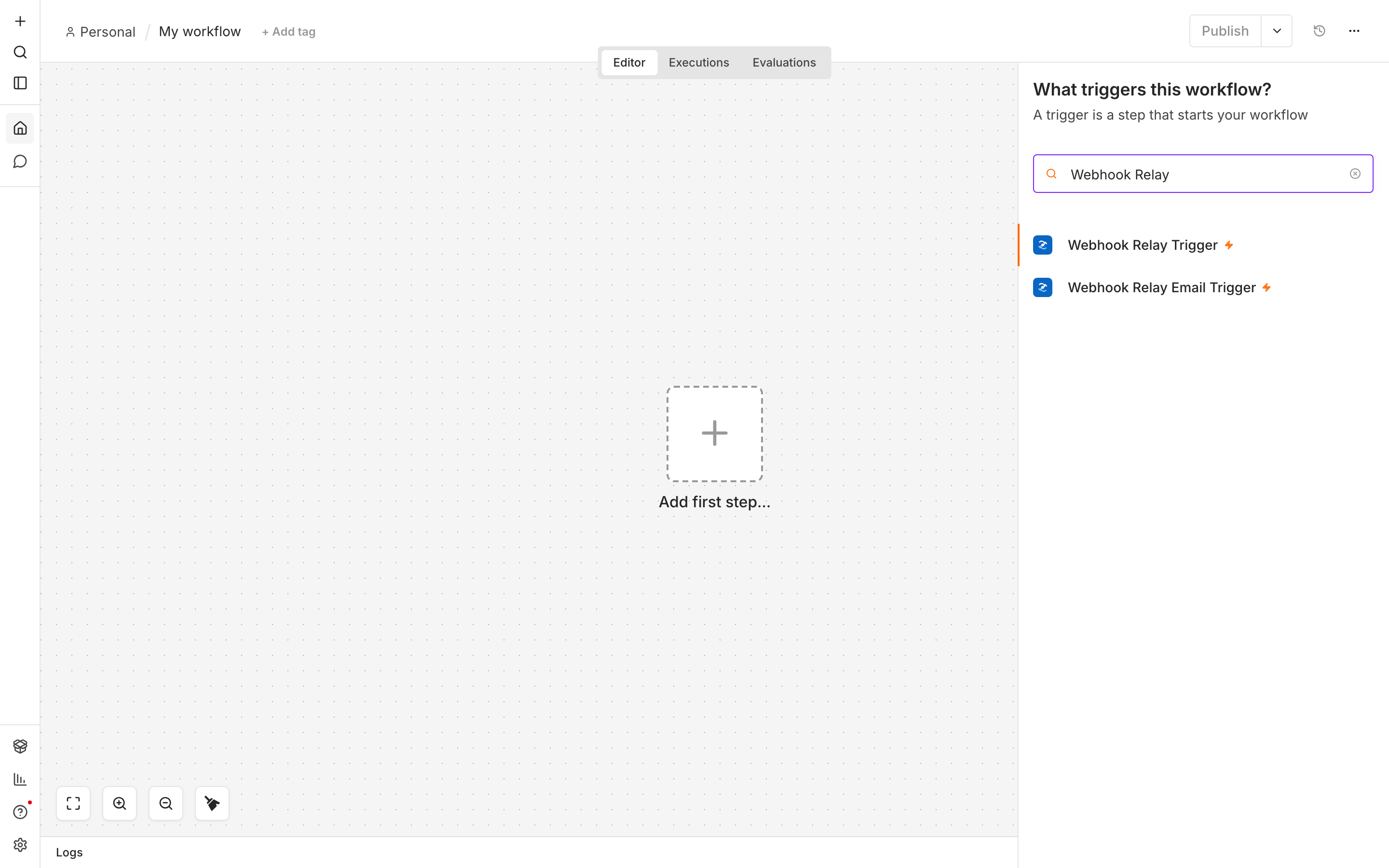 Webhook Relay Trigger and Email Trigger in the n8n node picker