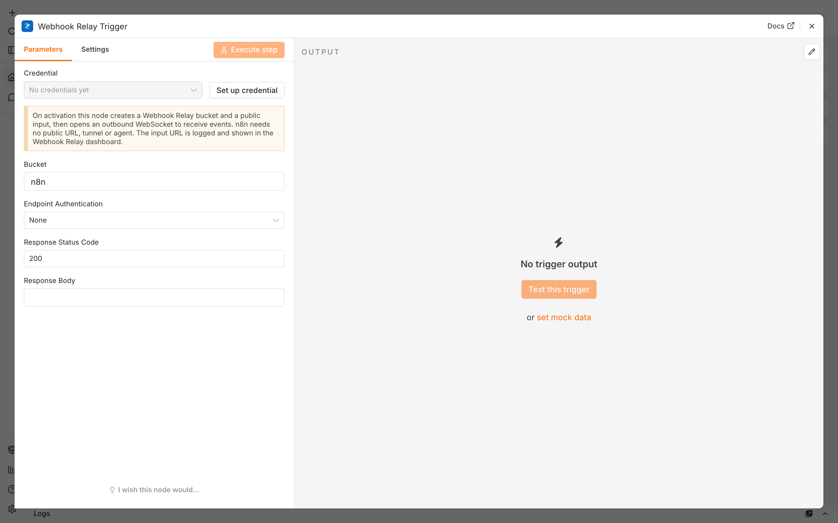 Webhook Relay Trigger parameters