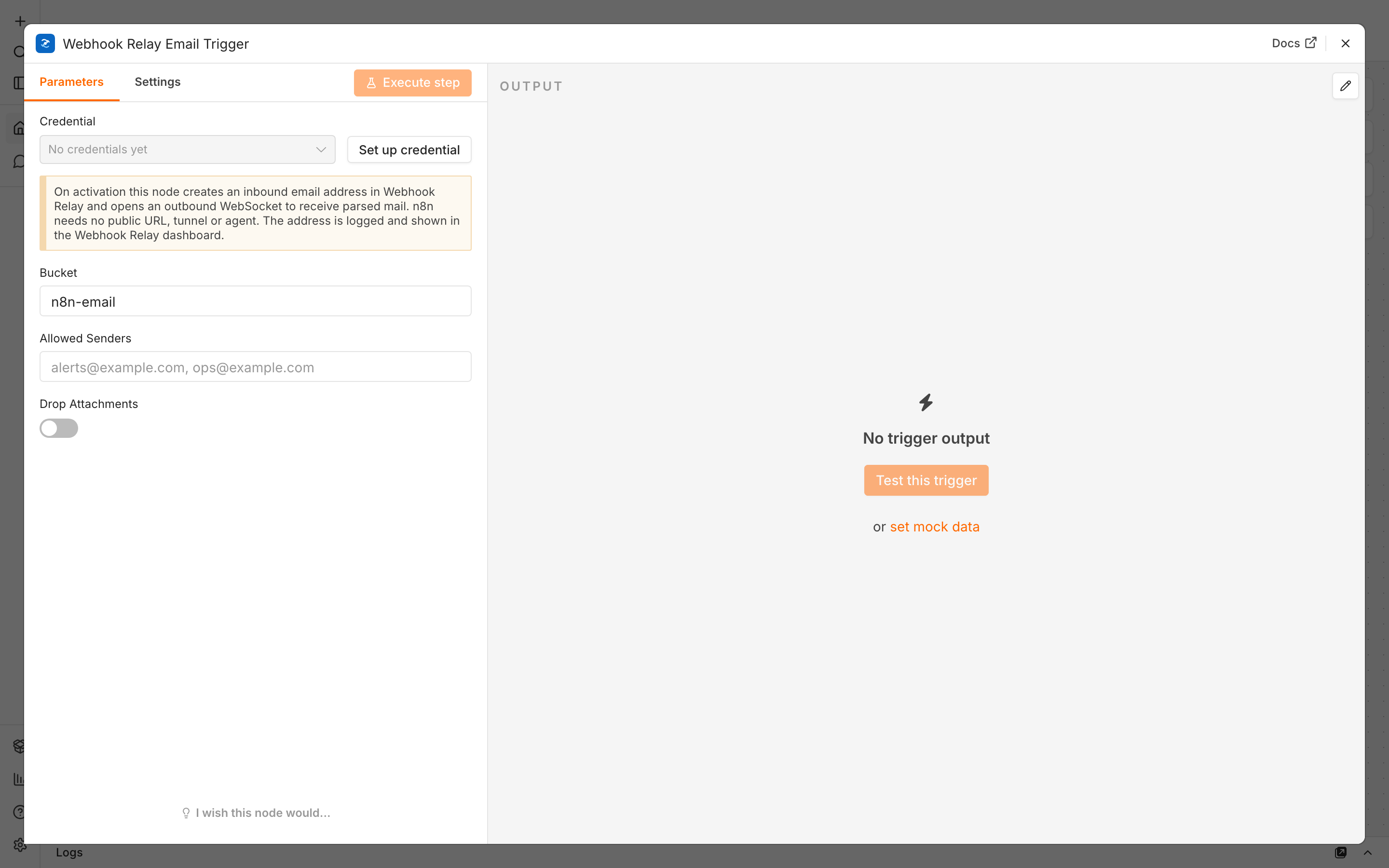 Webhook Relay Email Trigger parameters